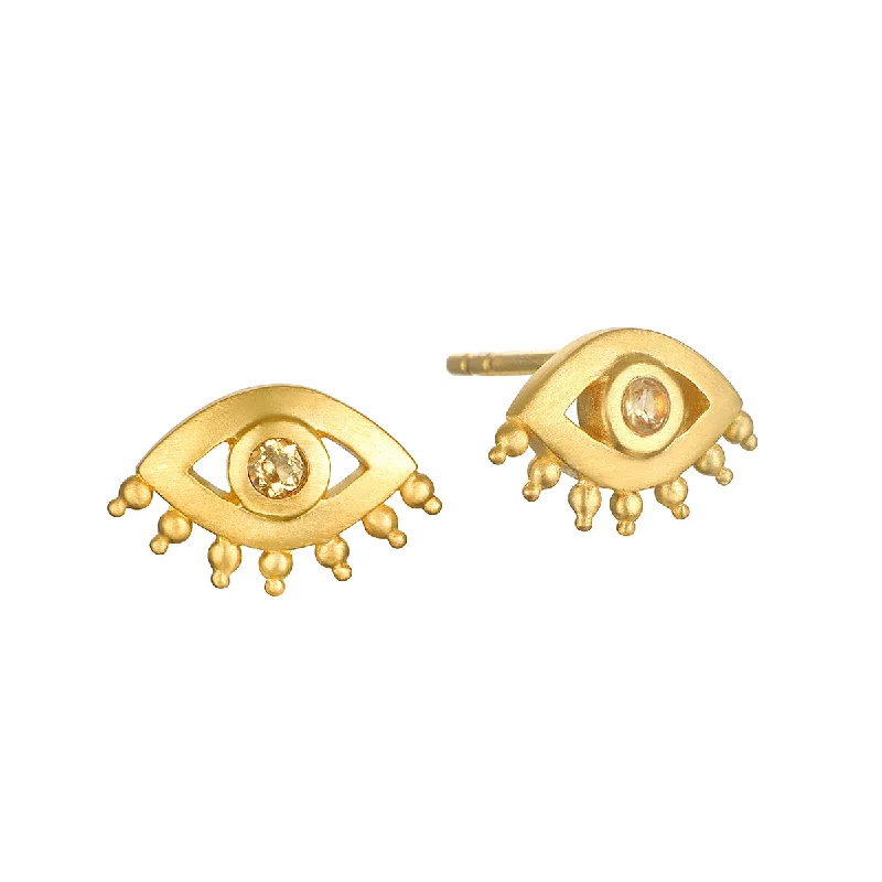 layered earrings for women -Personal Power Evil Eye Citrine Earrings