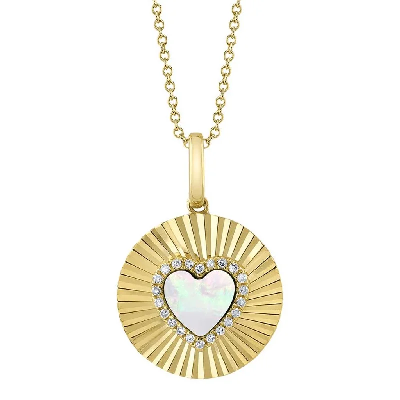 special occasion necklaces for women -Shy 14Ky Mother Of Pearl & Diamond Heart Necklace