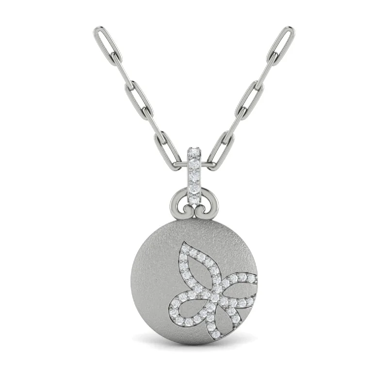 bridal pendant necklaces for women -Diamond Butterfly Pendant Link Necklace