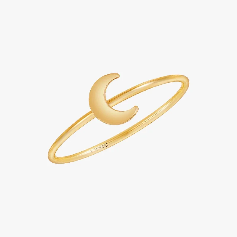 wedding rings for women -Gold Moon Ring