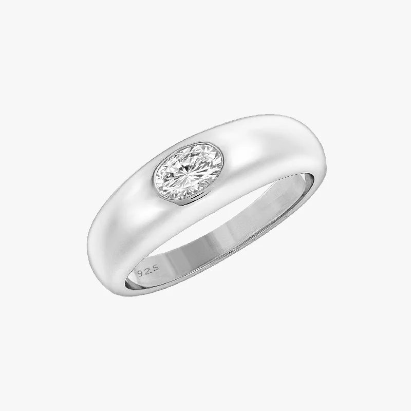 infinity wedding bands for women -Marquise Dome Ring Silver