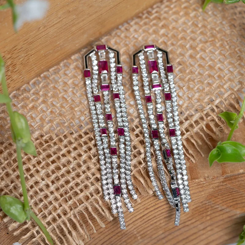 fashion earrings for women -Enchanted Blush CZ Cascade Dangling Earrings