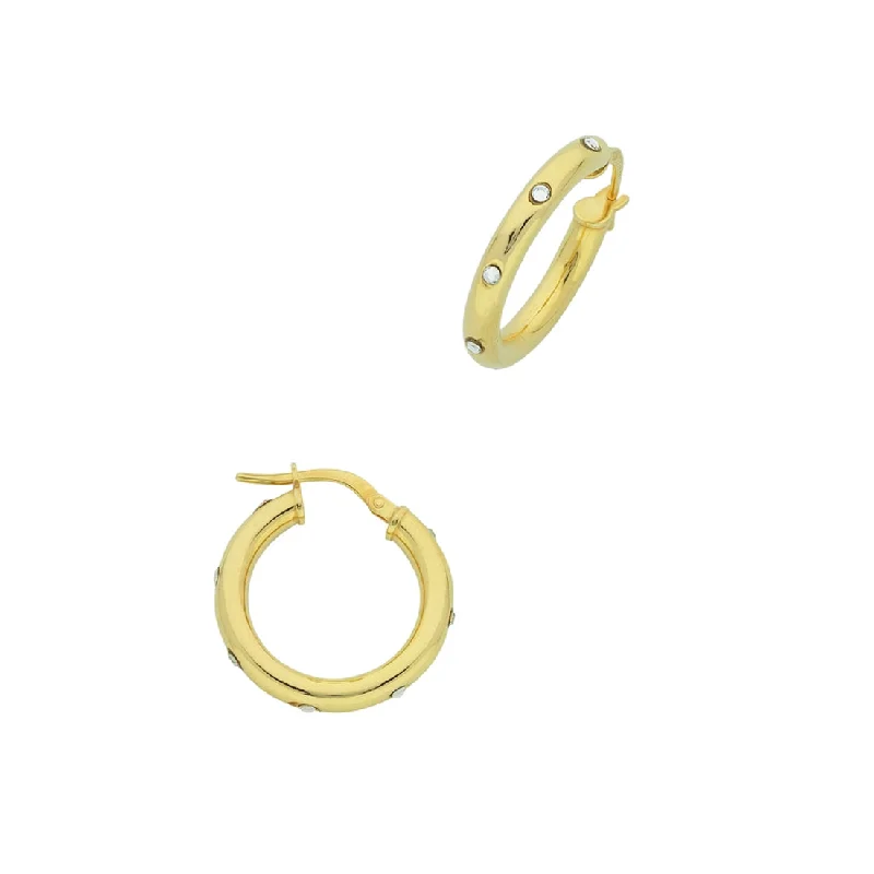 personalized hoop earrings for women -9ct Yellow Gold Silver Infused Crystal Set Hoop Earrings