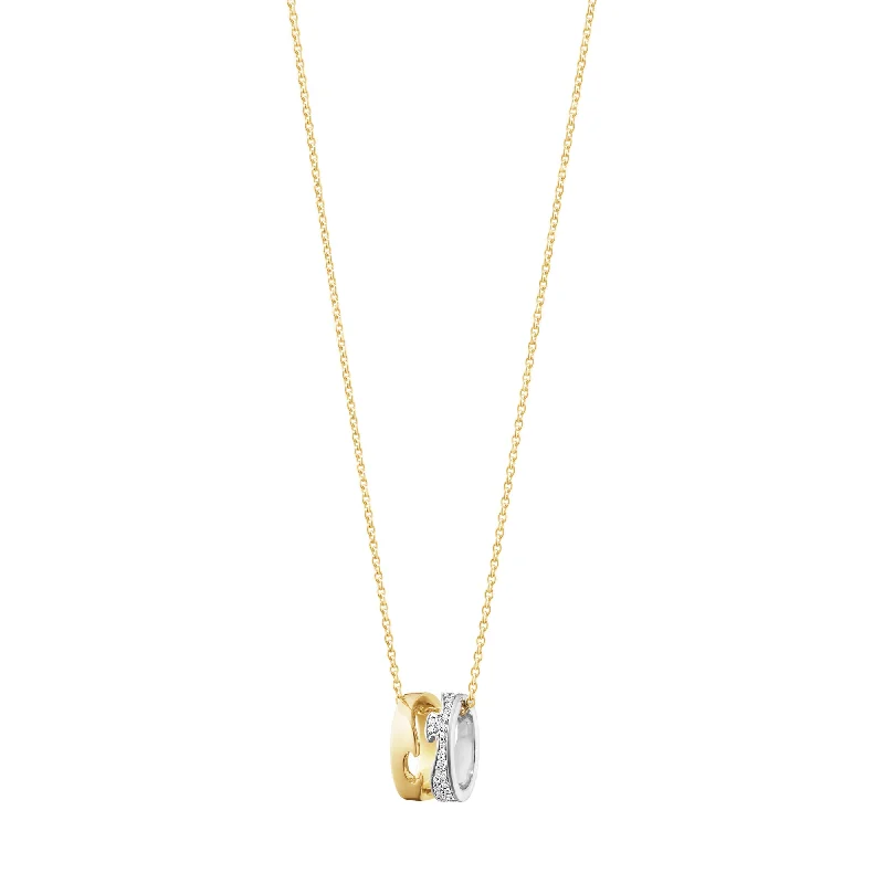 charm necklaces for women -Fusion Open 18K Gold & White Gold Necklace w. Diamonds 0.22 ct