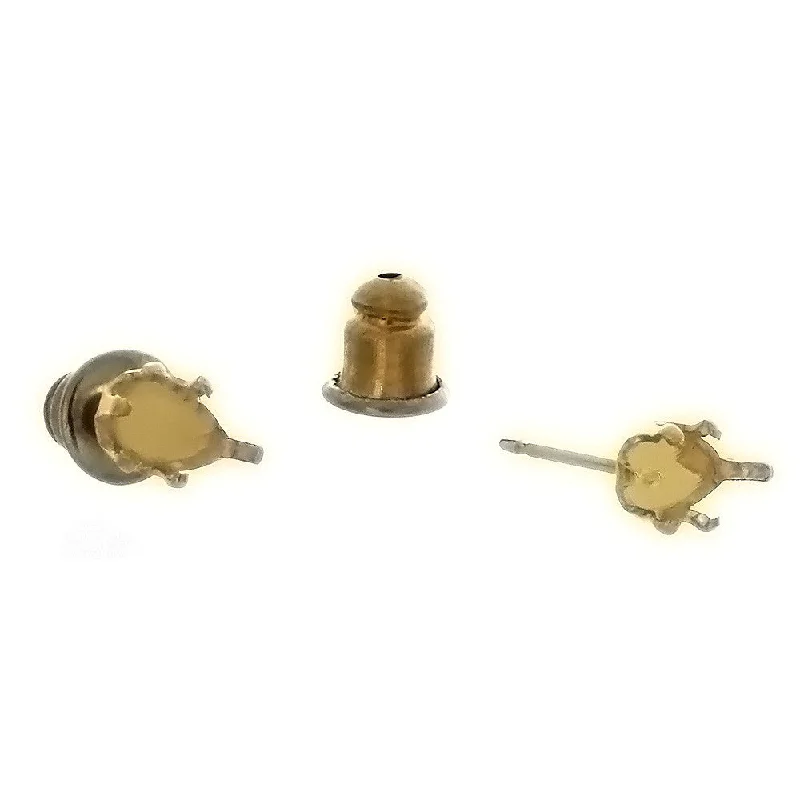 gold earrings for women -Gold Filled Earrings Snap Set 6 Prong Setting Holds 6x4mm Pear