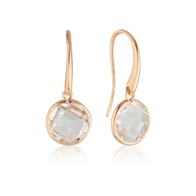 elegant drop earrings for women -Georgini Lucent Rose Gold Large Earrings