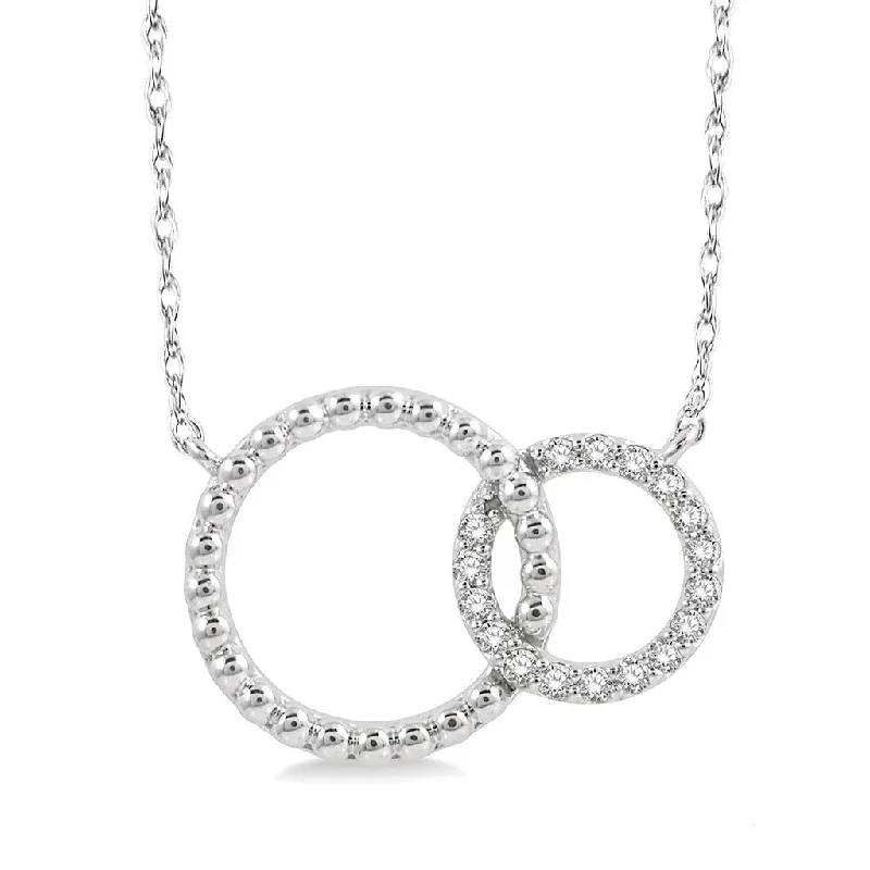 simple gold necklaces for women -Double Circle Diamond Pendant Necklace