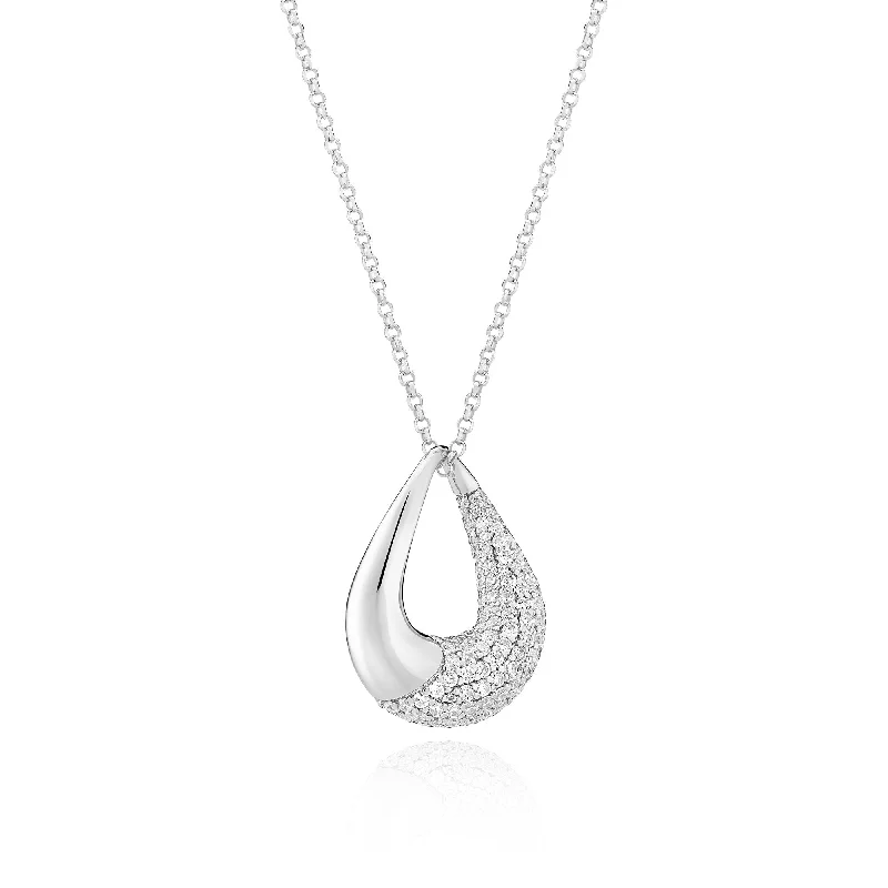 silver chain necklaces for women -Glorenza Silver Necklace w. Zirconia