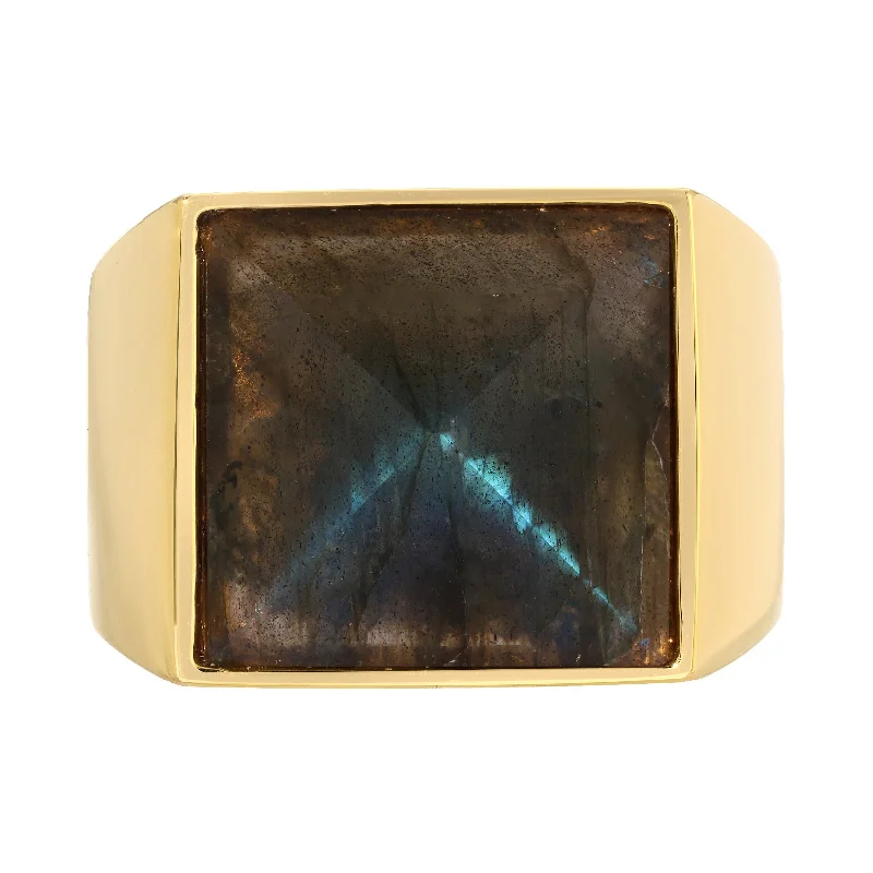 gemstone wedding rings -Pyramid Ring - Labradorite Medium