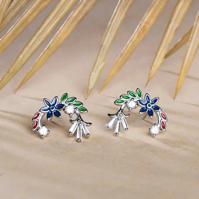 glamorous earrings for women -Spring Blossom Silver Earrings