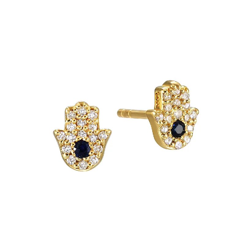 fashion earrings for women -Abundant Blessings 14kt Gold Hamsa Earrings 