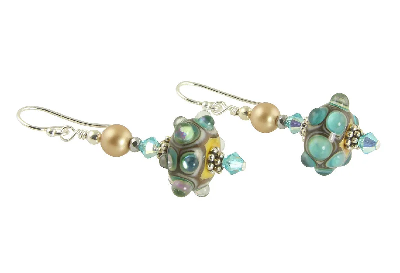 fine gold earrings for women -Turquoise Jewels Lampwork Bead Earrings