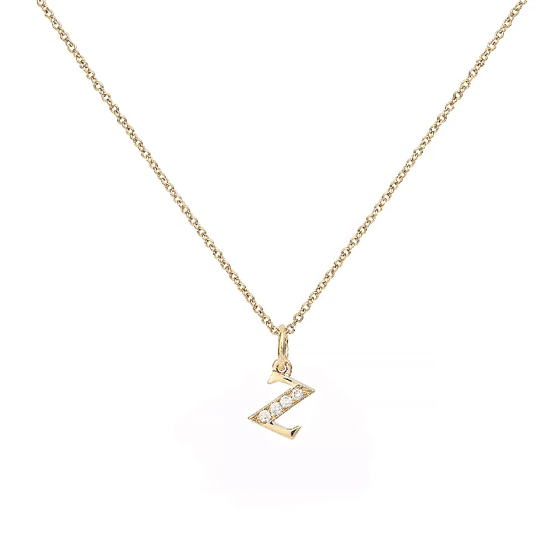 handmade gold necklaces for women -Love Letter Z 18K Gold Necklace w. Diamonds