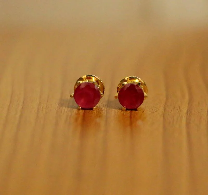 teardrop earrings for women -RED RUBY STUDS