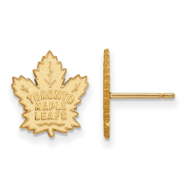 glamorous earrings for women -SS 14k Yellow Gold Plated NHL Toronto Maple Leafs Small Post Earrings