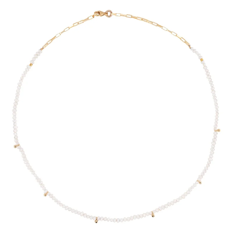 stunning necklaces for women -Pearl Gold Plated Necklace w. Pearl