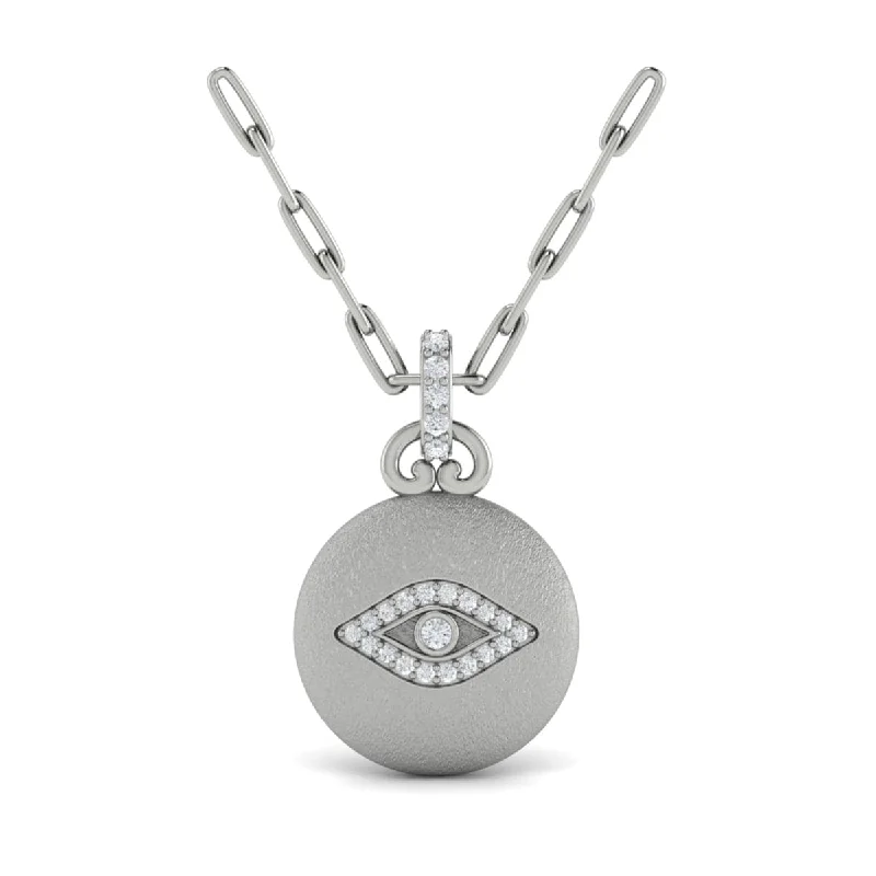 anniversary necklaces for women -Diamond Evil Eye Pendant Link Necklace