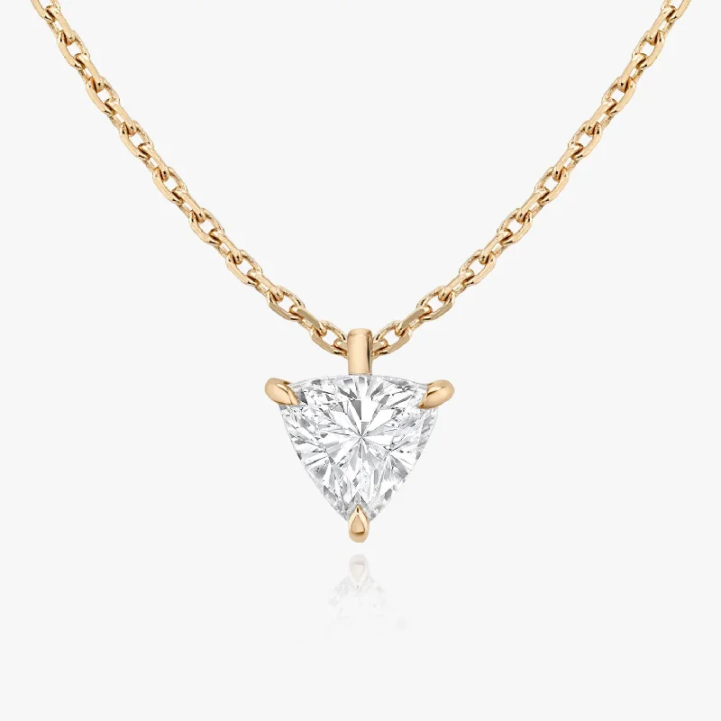 classic necklaces for women -Solitaire Trillion 14K Rosegold Necklace w. Lab-Grown Diamond