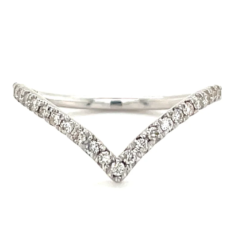 silver cocktail rings for women -9ct White Gold 0.22ct Earth Grown Diamond Wishbone Ring