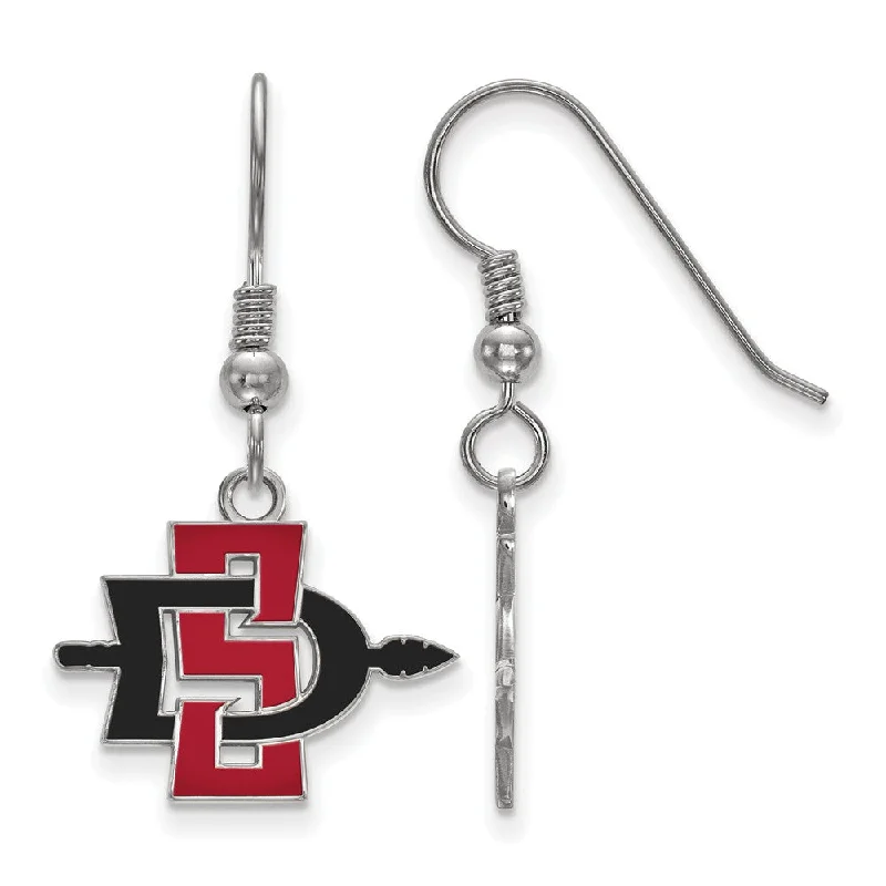 fashion hoop earrings for women -Sterling Silver San Diego State University Small Dangle Earrings