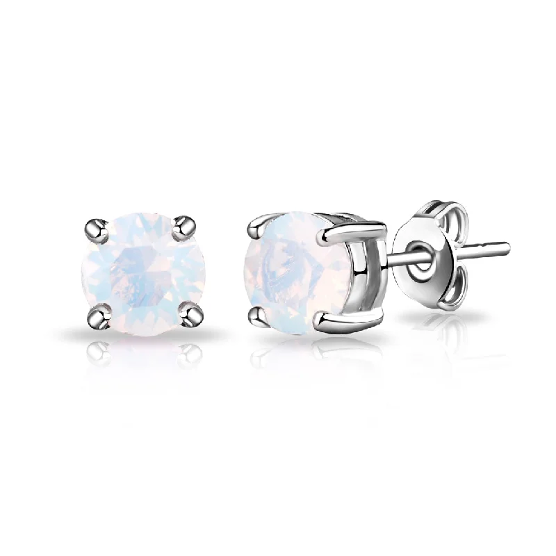 vintage-style earrings for women -White Opal Earrings Created with Zircondia® Crystals