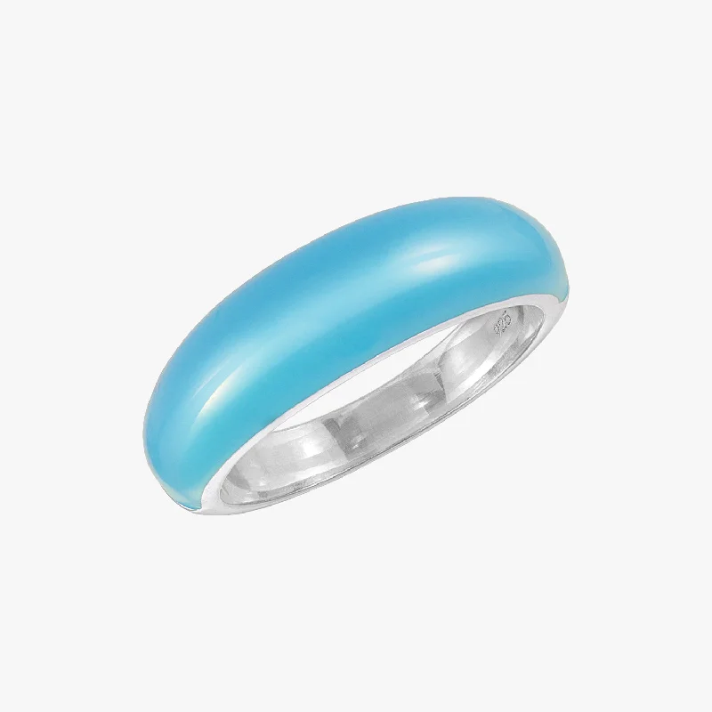 emerald rings for women -Sky Blue Enamel Dome Ring