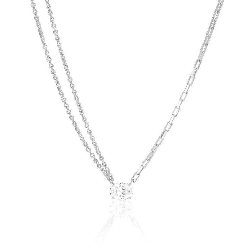 zodiac necklaces for women -Ellisse Uno Silver Necklace w. Zirconia