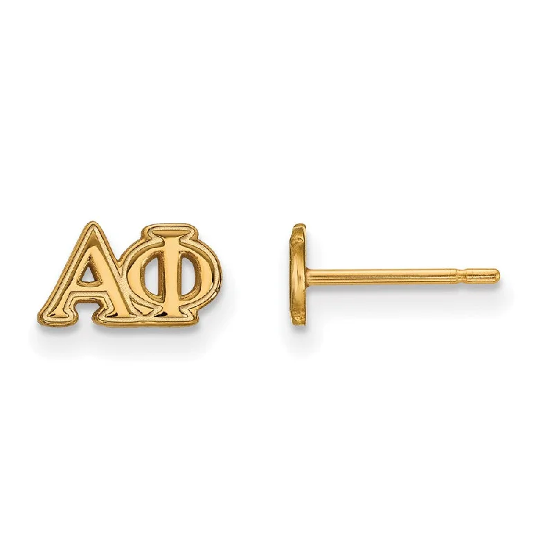 bold silver earrings for women -14K Plated Silver Alpha Phi XS Greek Letters Post Earrings