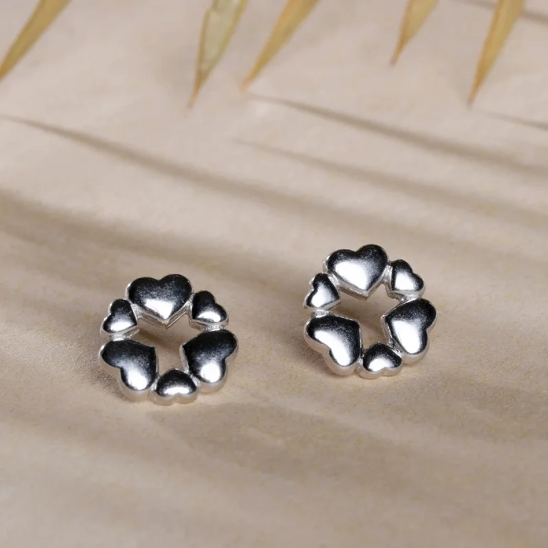 custom crystal earrings for women -Linked Hearts Studs