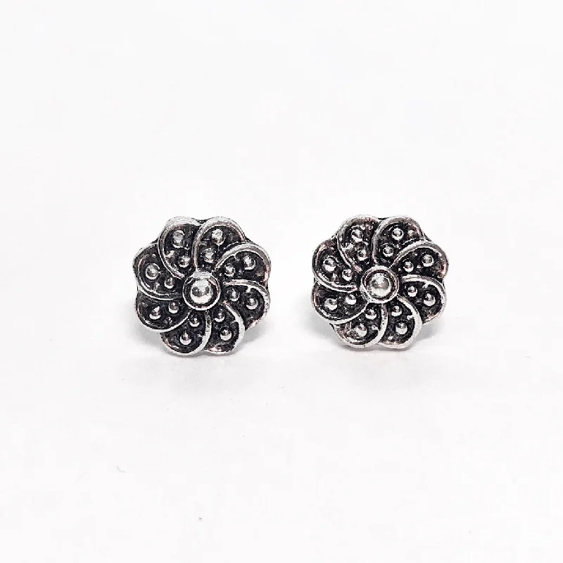 art deco earrings for women -Romanesque Floral Medallion Stud Earrings