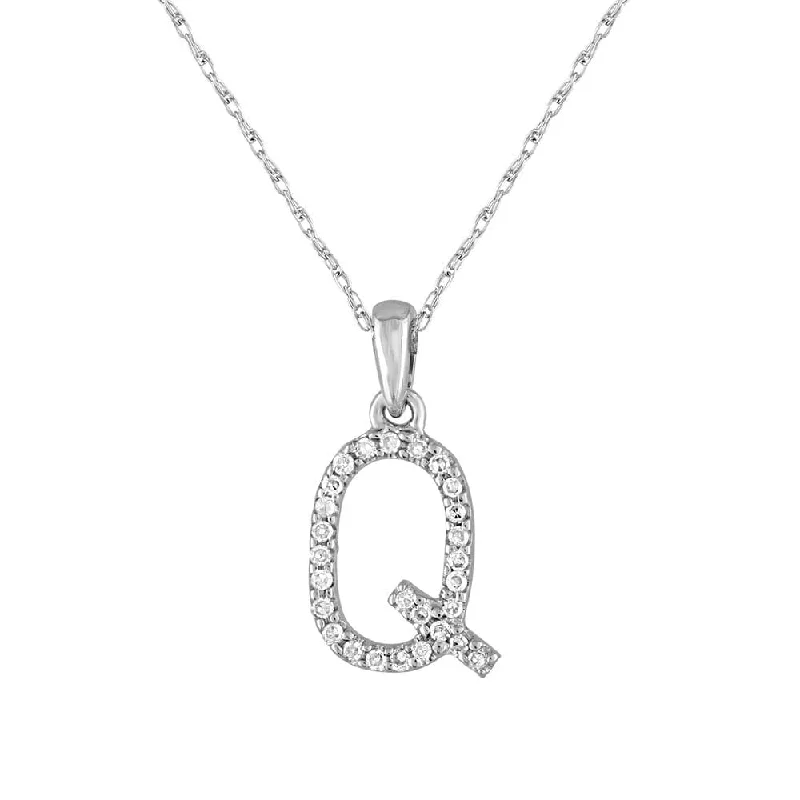 custom name necklaces for women -14k Gold & Diamond Initial Necklace- Q