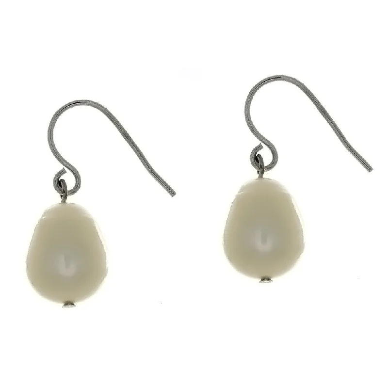 sterling silver drop earrings for women -DROP FRESHWATER PEARL TEARDROP SS EARRINGS