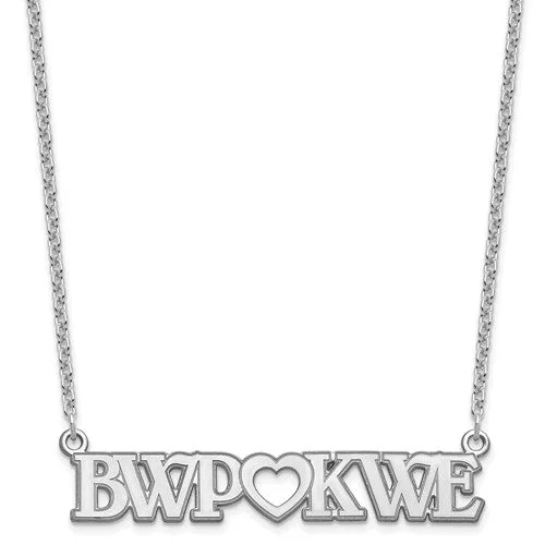 charm pendant necklaces for women -Sterling Silver Couple's Monogram Initials Heart Plate Necklace