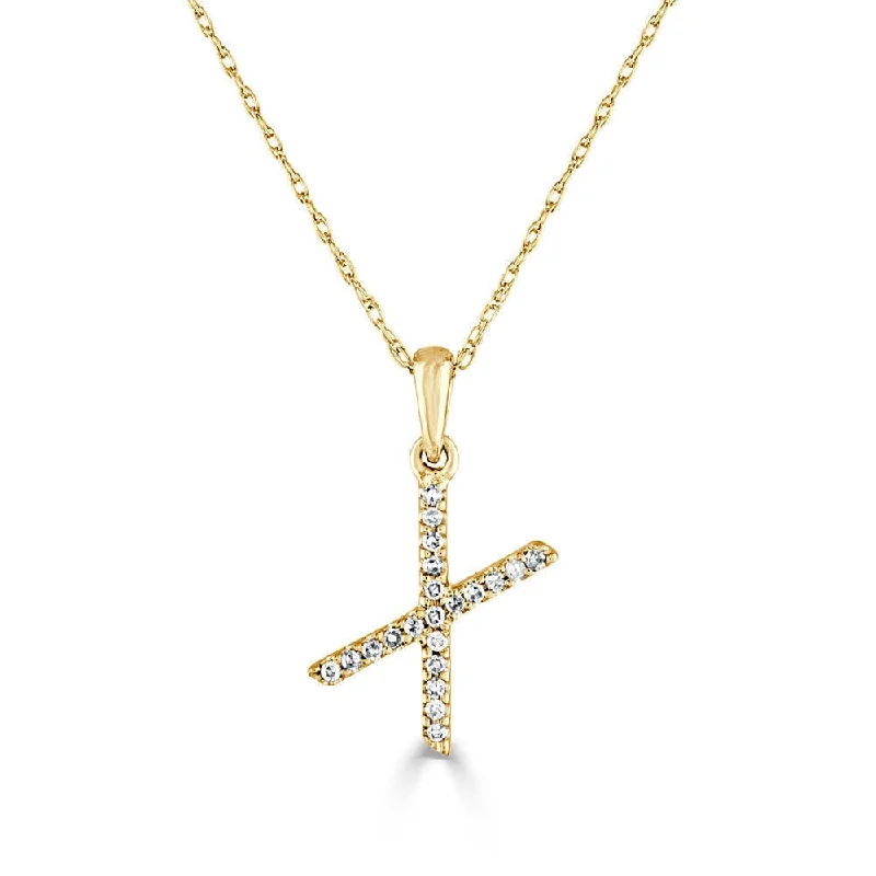 pearl necklaces for women -14k Gold & Diamond Initial Necklace- X