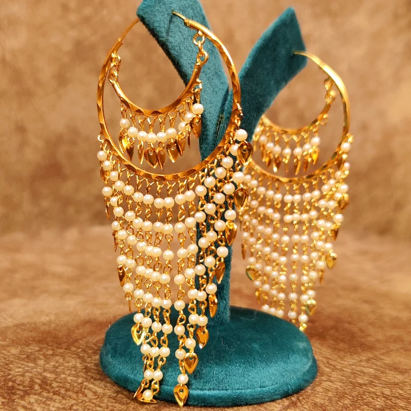 minimalist earrings for women -PEARL GOLD PLATED PUNJABI BALI EARRINGS