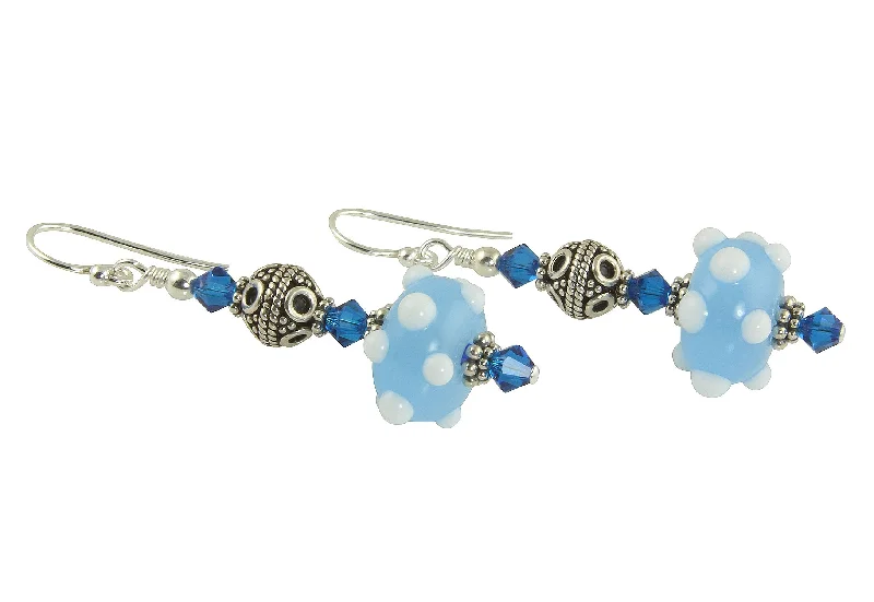 butterfly earrings for women -Cobalt Blue Lampwork Bead Earrings