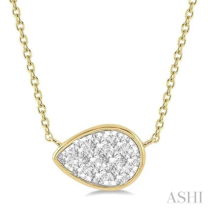 personalized gold necklaces for women -PEAR SHAPE EAST-WEST LOVEBRIGHT ESSENTIAL DIAMOND PENDANT