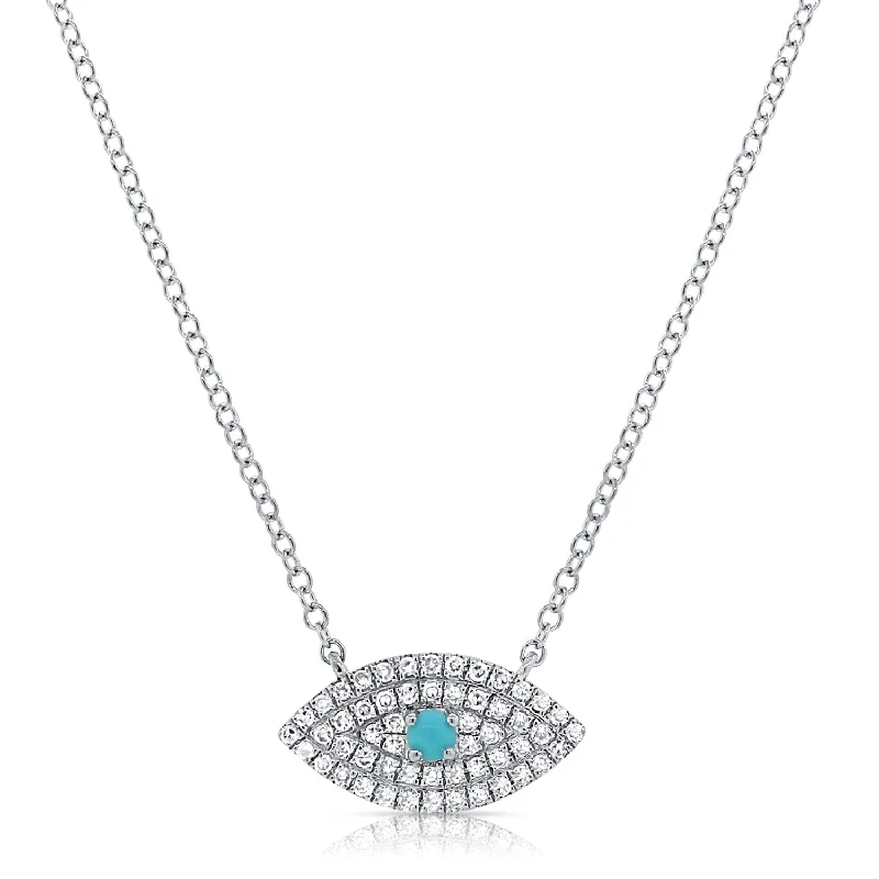 bridal pendant necklaces for women -14k Gold & Diamond Evil Eye Necklace