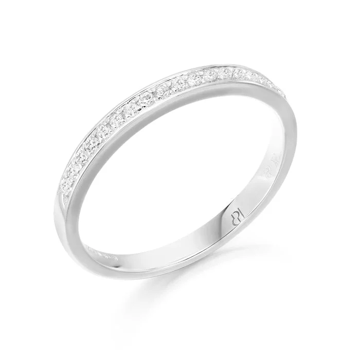 round-cut rings for women -9ct White Gold Cz Ring With Micro Pave Setting