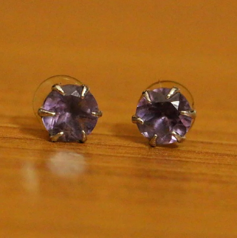 classic pearl earrings for women -PURPLE AMETHYST 6 MM STUDS