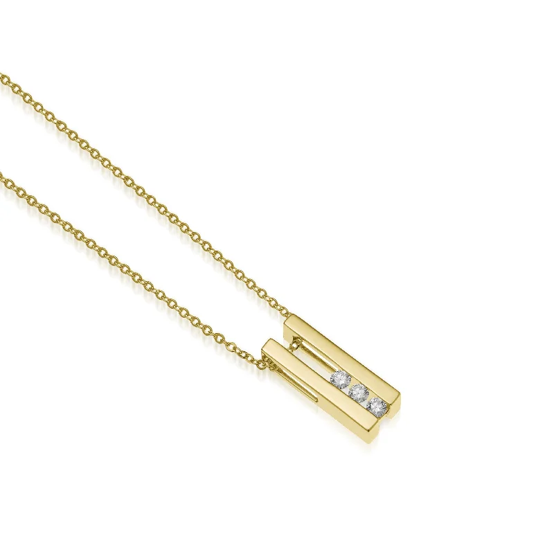 adjustable gold necklaces for women -Lines Small Three-Diamond Pendant Necklace