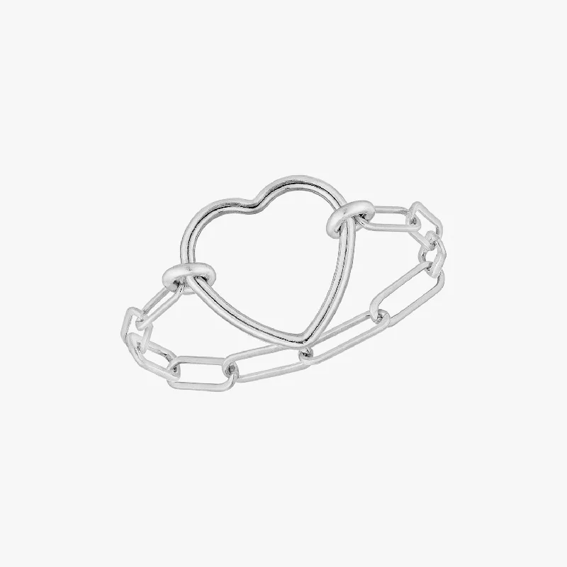 wedding bands for women -Fall In Love Chain Silver Ring