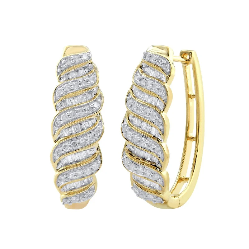 multi-layer earrings for women -9ct Yellow Gold 0.50ct Diamond Oval Hoop Earrings