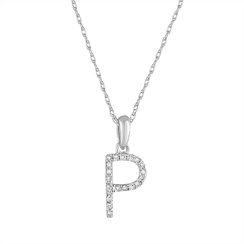 long chain necklaces for women -14k Gold & Diamond Initial Necklace- P