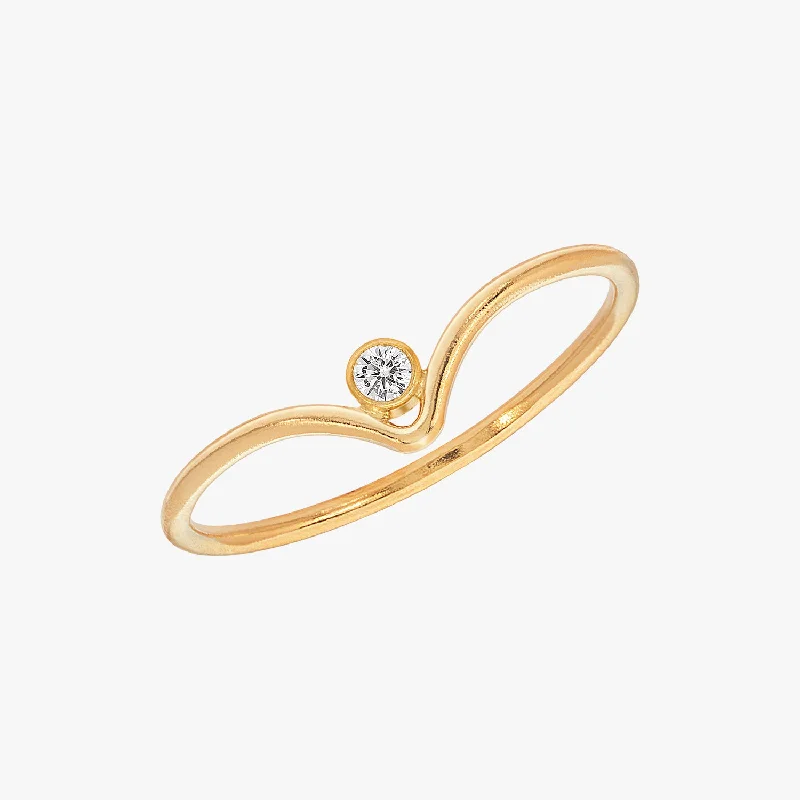 stackable rings for weddings -Sparkle Chevron Ring Gold