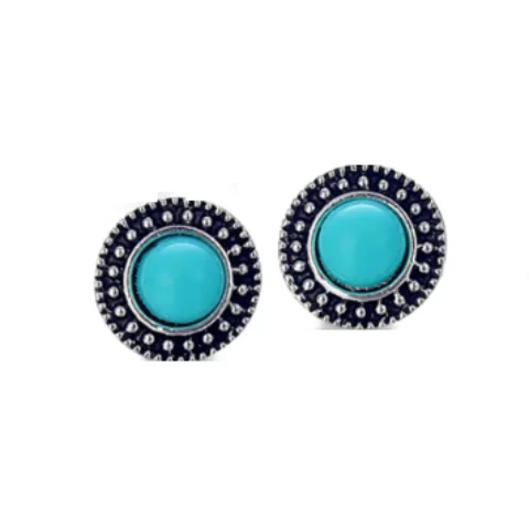 statement earrings for women -Sun Totem Turquoise Stud Earrings