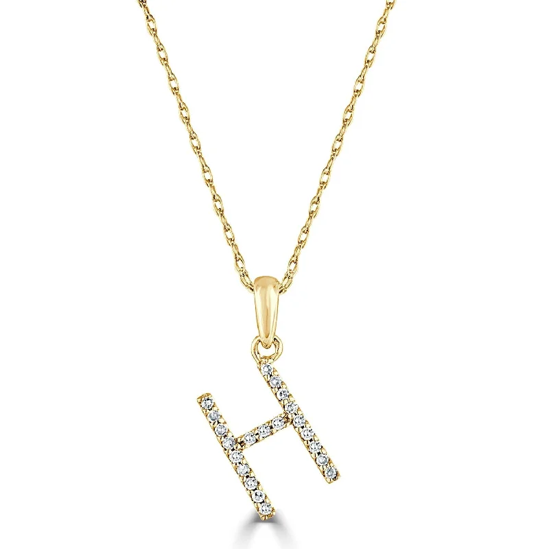 turquoise necklaces for women -14k Gold & Diamond Initial Necklace- H