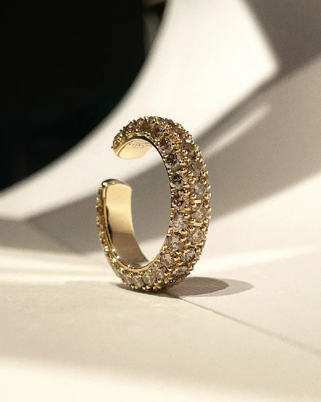 vintage rings for women -3D Diamonds brown ear cuff/ ring L