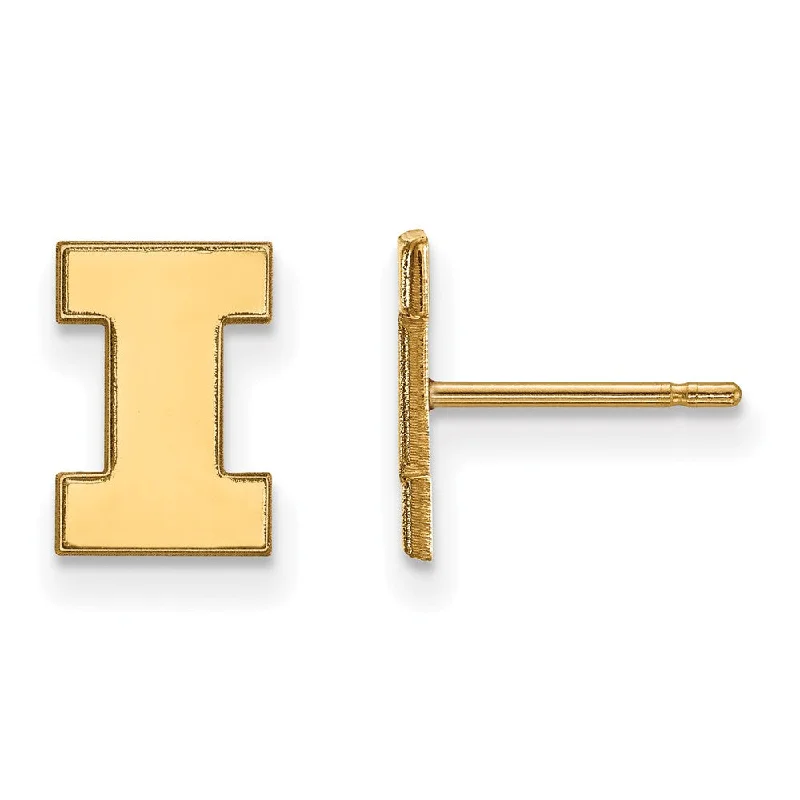 hoop earrings with diamonds -14k Gold Plated Silver Univ. of Illinois XS (Tiny) Post Earrings