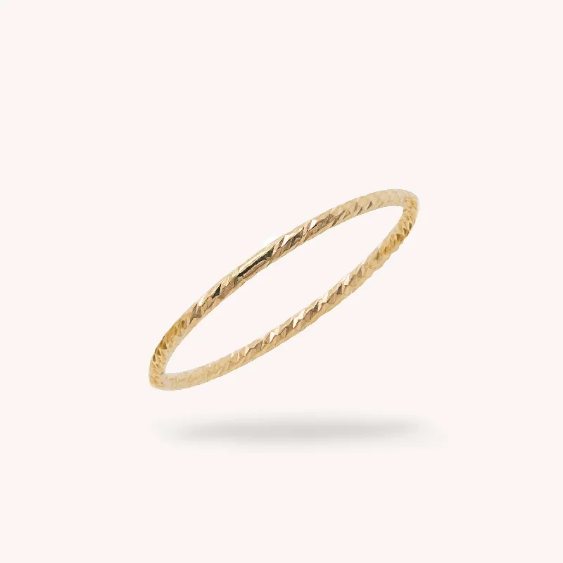 unique wedding rings for women -14K Solid Gold Sparkle Stacker Ring